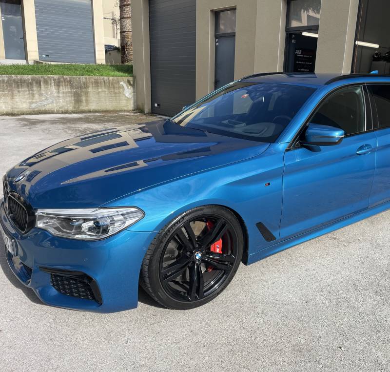 BMW M550 G31 protégée par film PPF intégral haut de gamme dans l’atelier AM Covering & Detailing à Lyon